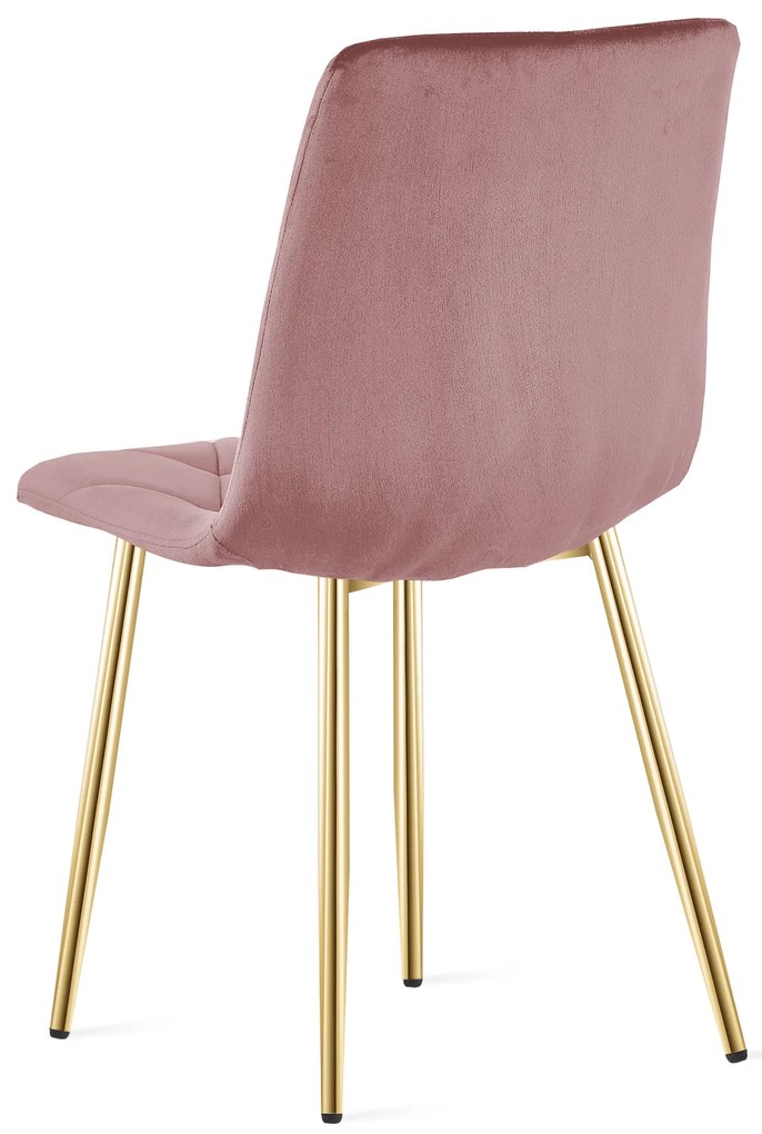 Ružová zamatová jedálenská stolička LIBRA so zlatými nohami
