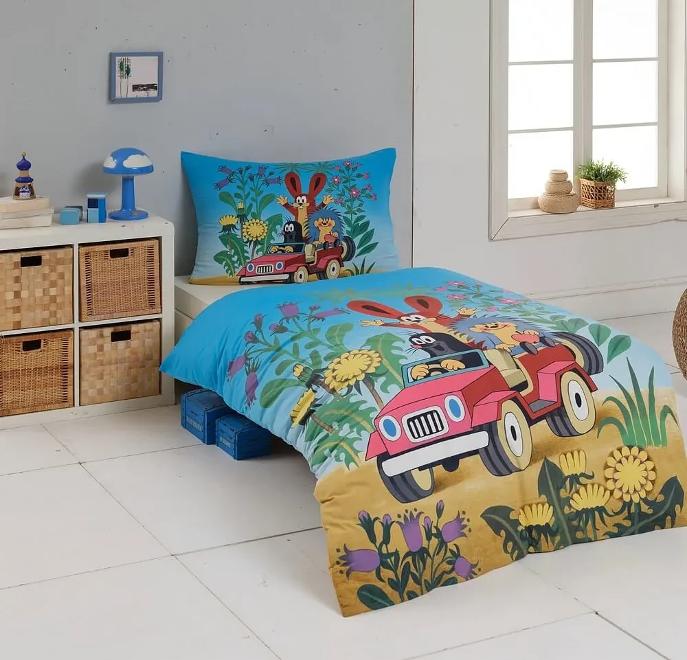 Ložní povlečení Krtek v autě Bavlna deluxe povlak 40/40