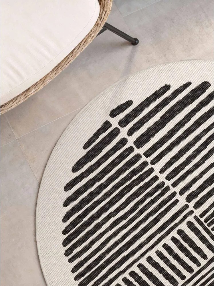 Čierny/krémový okrúhly vnútorný a vonkajší koberec ø 200 cm Haringey Bounds – Ted Baker