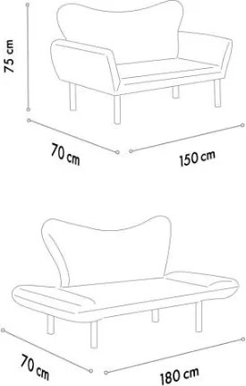 Dvojmiestna pohovka Chatto 150 cm svetlohnedá