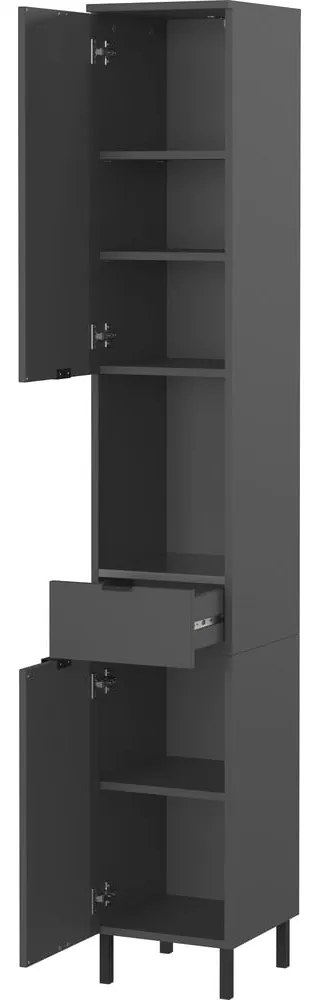 Antracitová vysoká/úzka kúpeľňová skrinka 30x190 cm Arcena – Germania