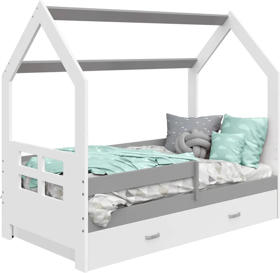 AMI nábytok Dětská postel DOMEČEK D3D 80x160cm masiv bílá