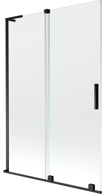 Mexen Velar L, 2-krídlová posuvná vaňová zástena 120 x 150 cm, 8mm číre sklo, čierna matná, 896-120-003-01-70