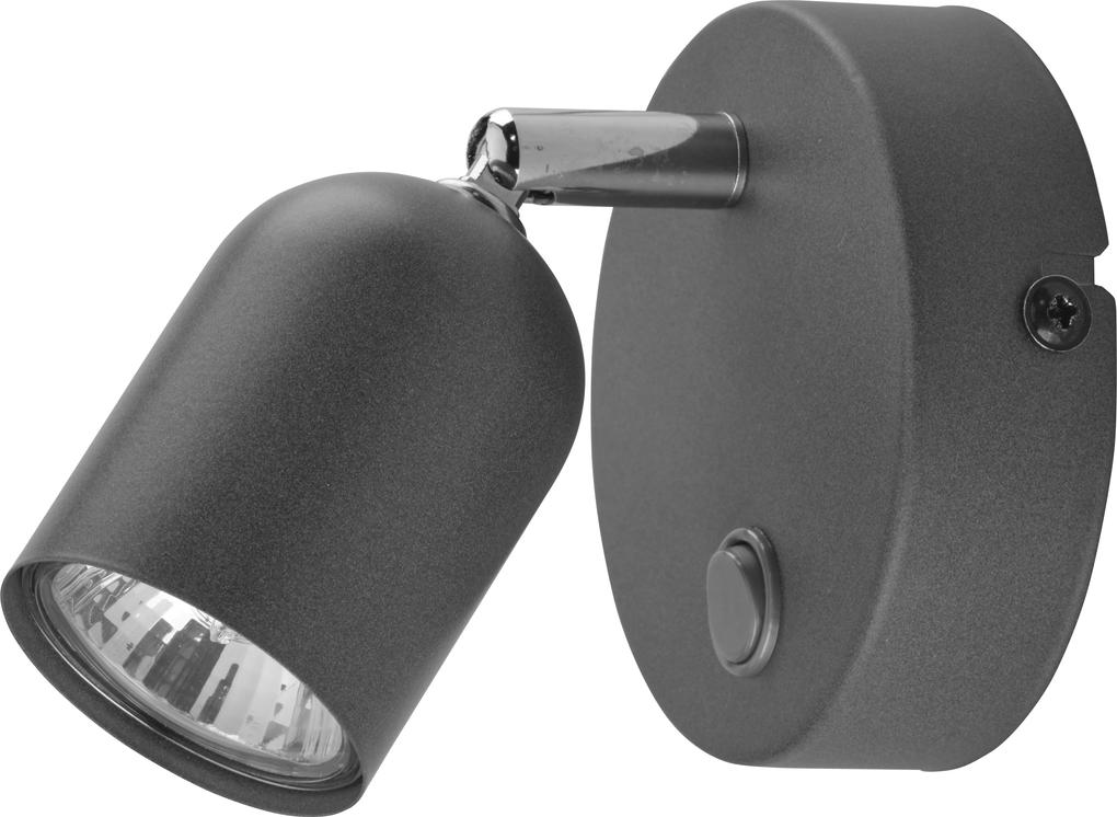 TK-LIGHTING Nástenné bodové LED osvetlenie s vypínačom TOP, 1xGU10, 10W, šedé