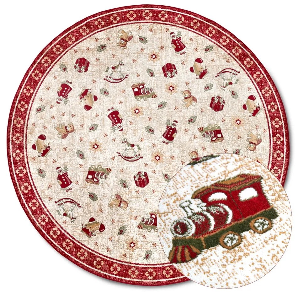 Červený okrúhly koberec s vianočným motívom s prímesou bavlny ø 160 cm Toy's Delight Red Christmas – Villeroy&amp;Boch