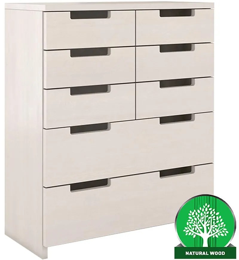 Komoda drevená borovica 8s Skandica Spectrum Biely