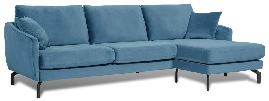 Modrá zamatová rohová pohovka (pravý roh) Magic - Scandic