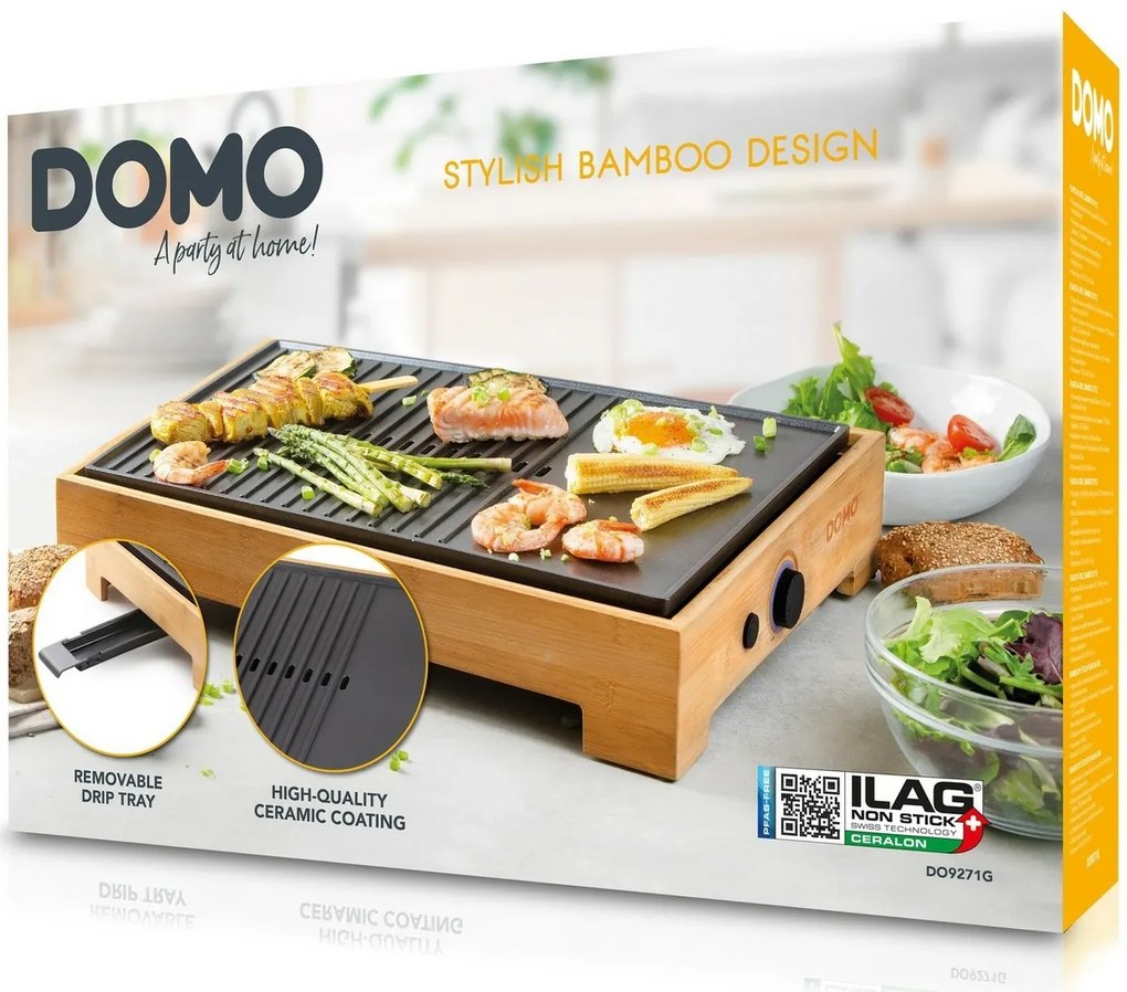 DOMO DO9271G stolný elektrický gril Plancha BambooStyle, L