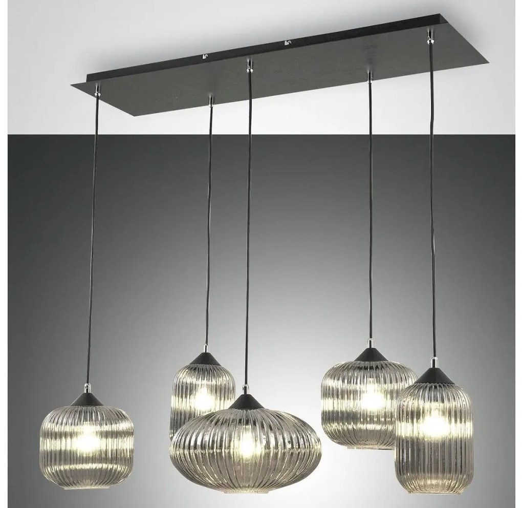 Fabas Luce 3627-48-126 - Luster na lanku GILLIS 5xE27/40W/230V šedá/čierna