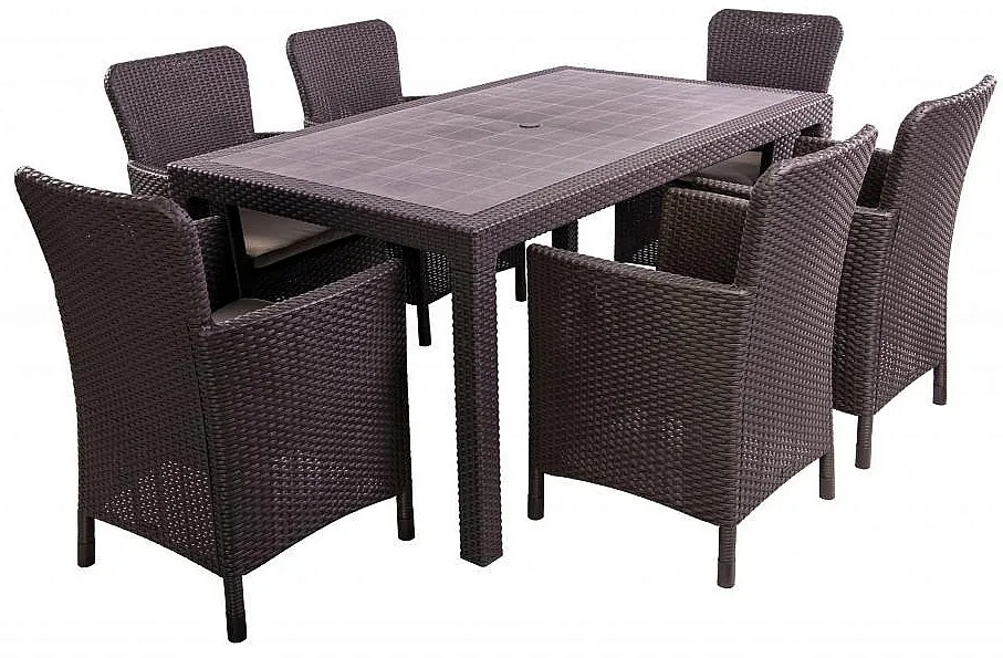 DEOKORK Záhradná ratanová zostava CRAZY 1+6 (hnedá)