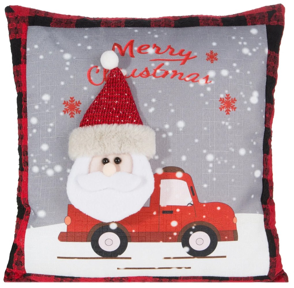 VIANOČNÁ DEKORAČNÁ OBLIEČKA NA VANKÚŠ SANTA 45X45 CM VZOROVANÁ