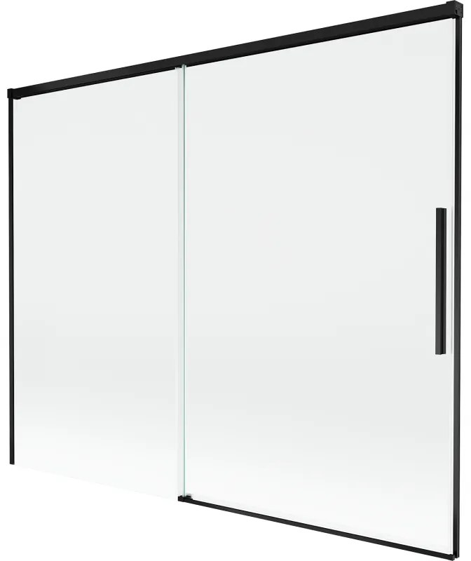 Mexen Rox, 2-krídlová posuvná vaňová zástena 190 x 150 cm, 8mm číre sklo, čierny matný profil, 8C9-190-001-70-00