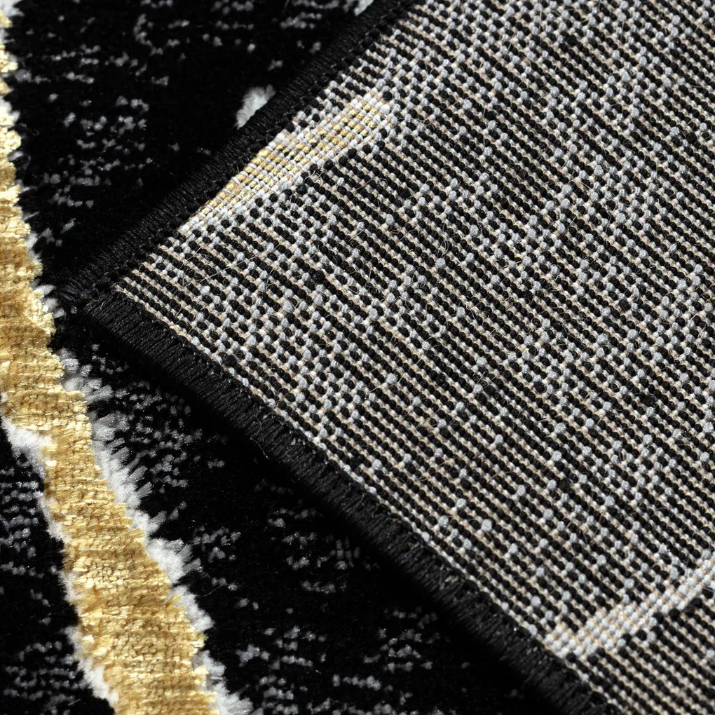 Dywany Łuszczów, Kusový koberec Allure 1963 black/gold, 120x170, čierna, kancelária