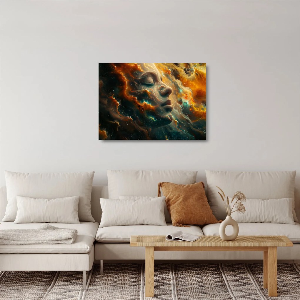 Sklenený obraz - Tvár vo vesmíre (70x50 cm)