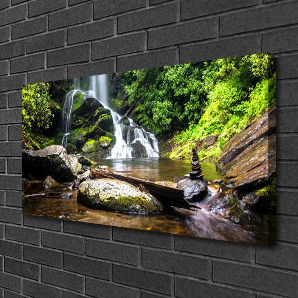 Obraz Canvas Vodopád kamene les príroda 120x60 cm
