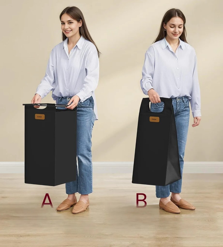 Kôš na bielizeň Vasagle Asas 150 l čierny/šedý/hnedý