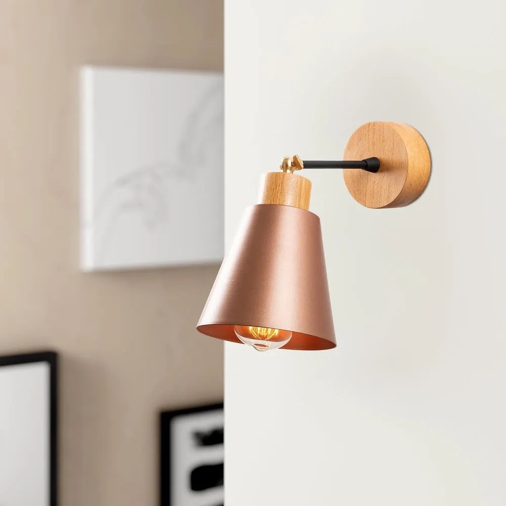 Nástenné svietidlo v medenej farbe/v prírodnej farbe ø 14 cm Manavgat – Opviq lights