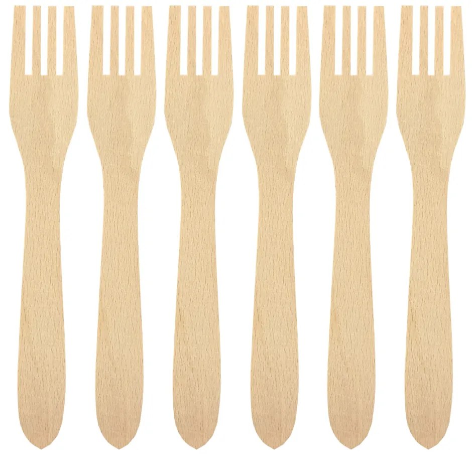 AMADEA Sada drevených vidličiek 5 + 1 zadarmo, dĺžka 18 cm