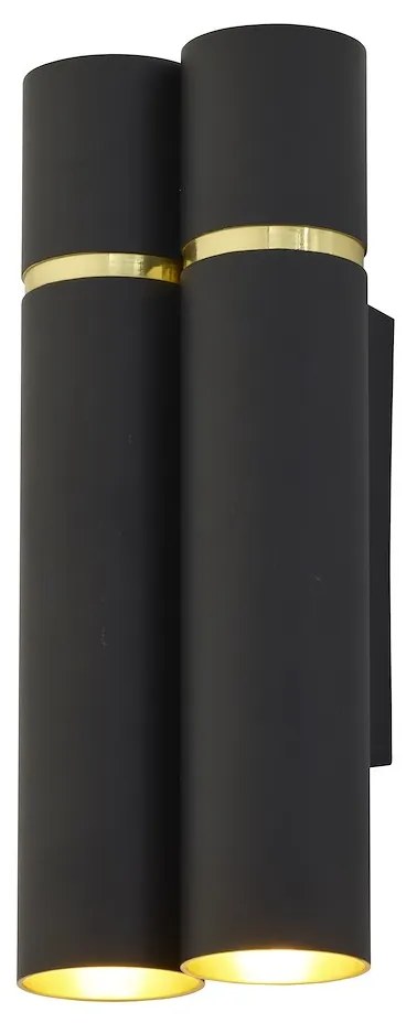 Nástenné svietidlo Lynx, 2x zlaté/čierne kovové tienidlo