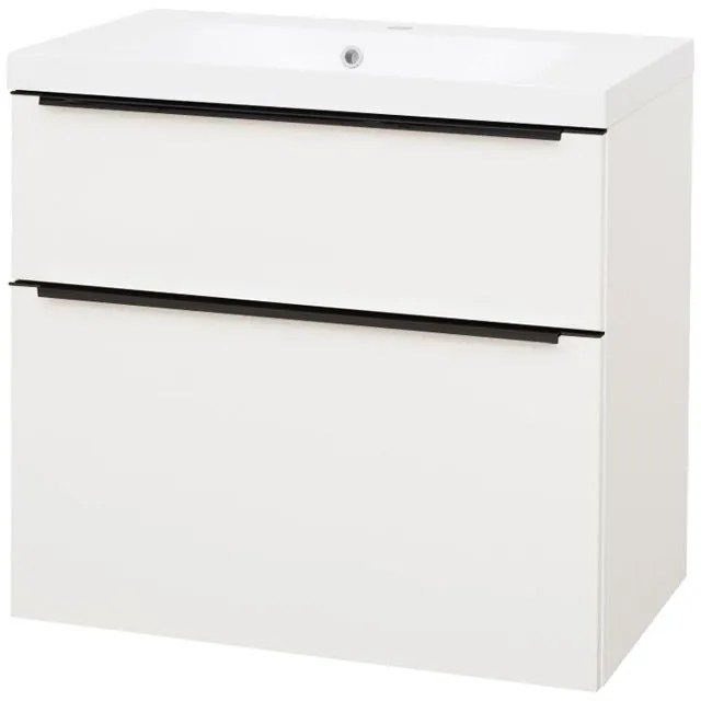 Mereo Mereo, Mailo, kúpeľňová skrinka s umývadlom z liateho mramoru 81 cm, čierne madlo, MER-CN541MB