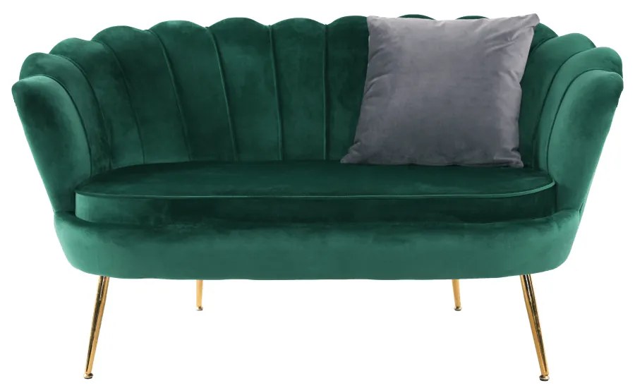 Lavica v štýle Art-deco, smaragdová Velvet látka/gold chróm-zlatý, NOBLIN