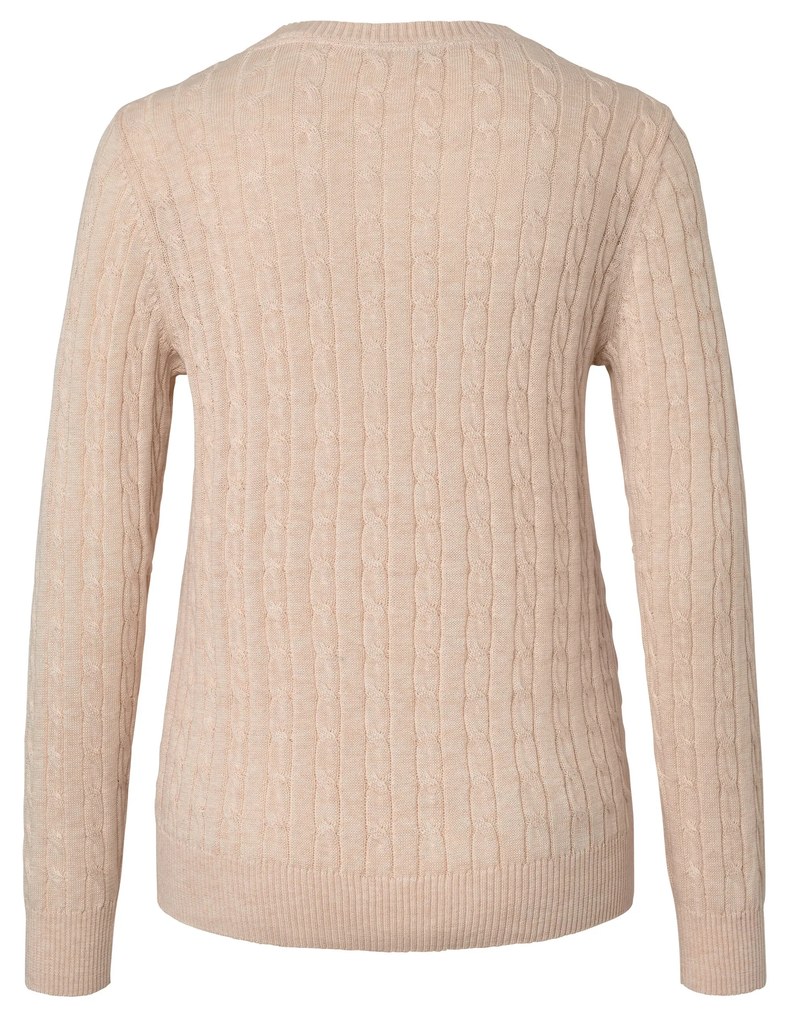 Pletený pulóver s vrkočovým vzorom, krémový