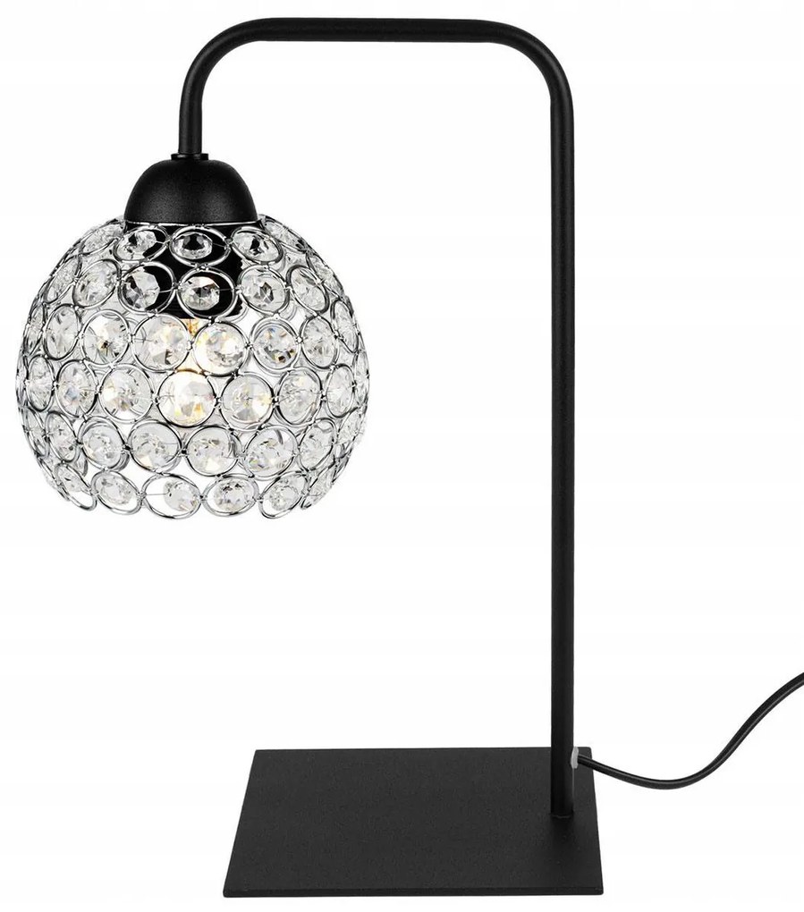 Stolná lampa Crystal, 1x strieborné krištáľové tienidlo