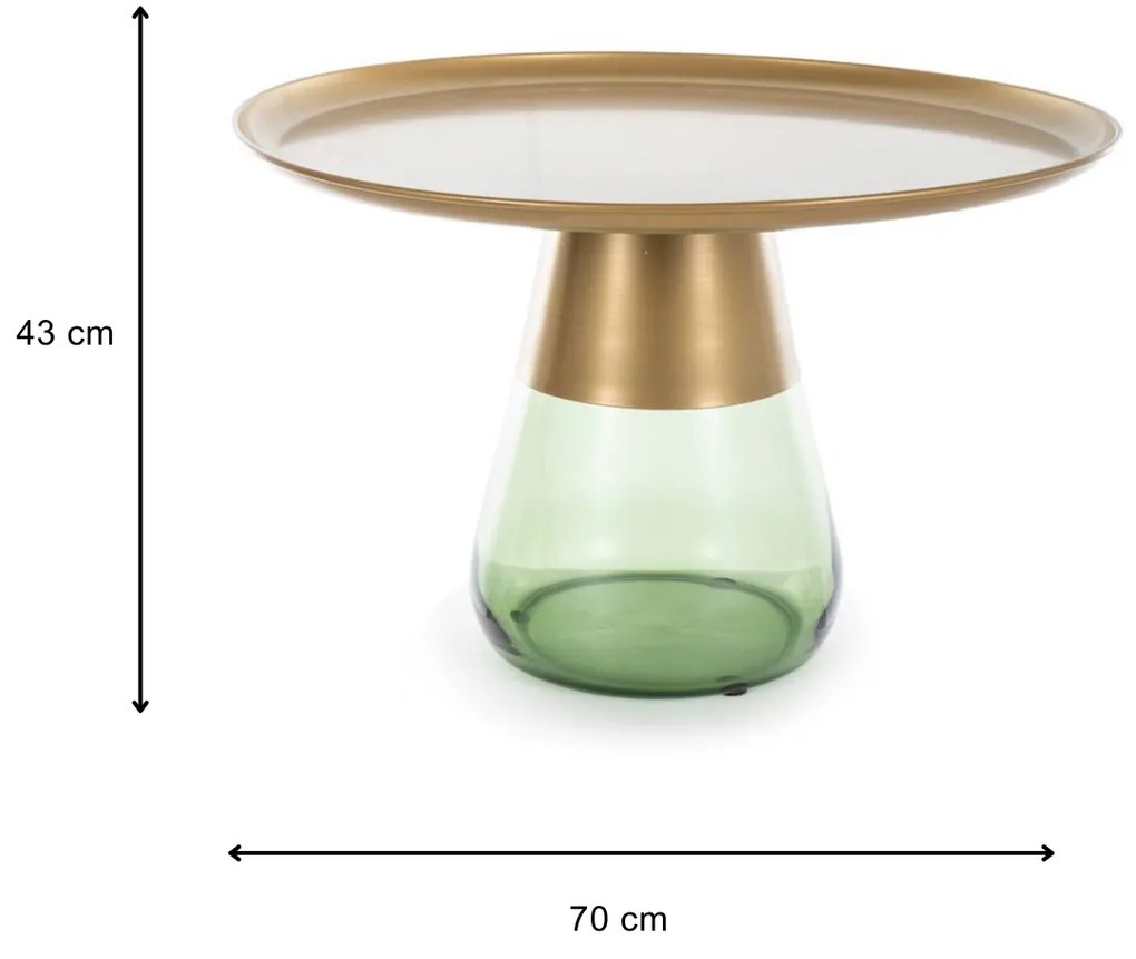 Konferenční stolek Tiffany 70 cm matný zlatý/zelený