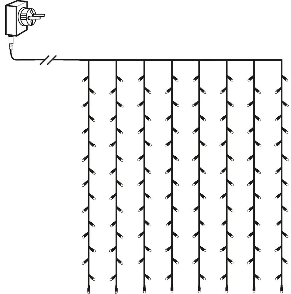 Vonkajšia svetelná LED reťaz Star Trading Curtain, dĺžka 1,3 m
