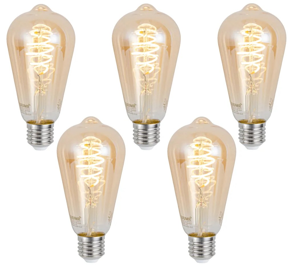 Sada 5 ks Inteligentné stmievateľné LED žiarovky E27 ST64 Jantárová 4,9 W 320 lm 2500 K