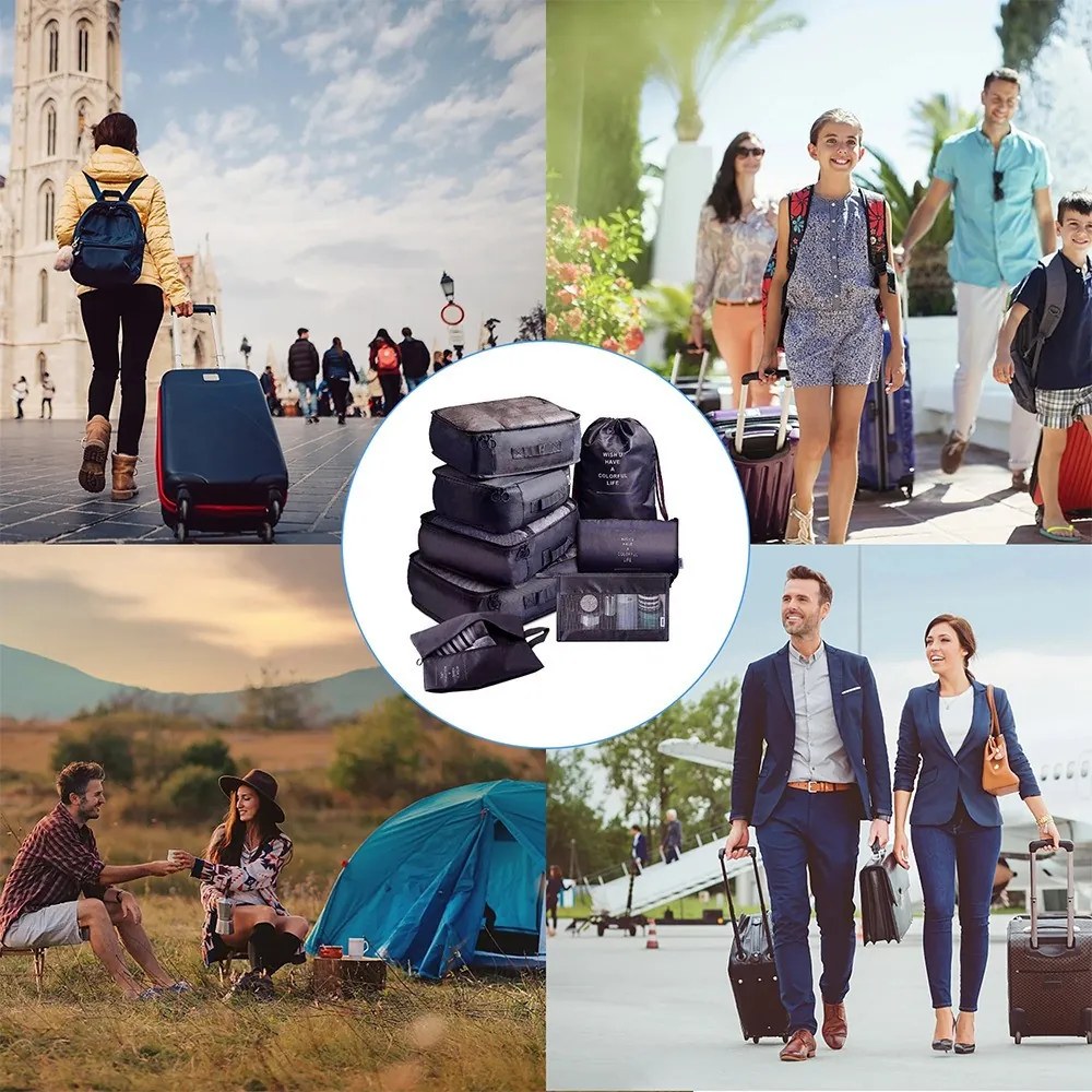 Sada organizérov do kufra, 8-dielna, čierna