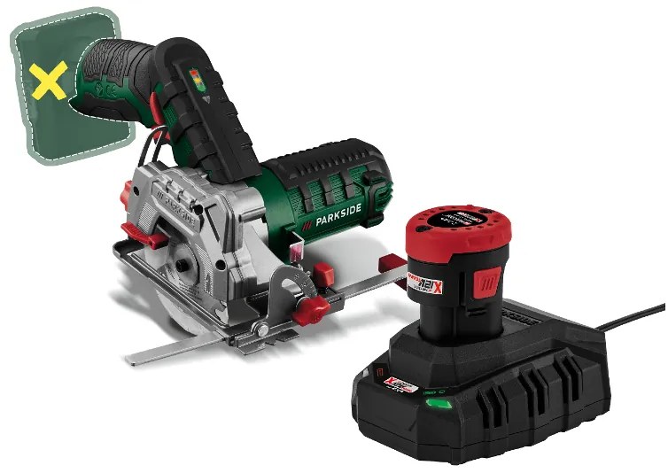 Parkside® Aku ručná kotúčová píla 12 V Phksa 12 B3 + Akumulátor 12 V/2 Ah + Nabíjačka na akumulátor 12 V/2,4 A (800010620)