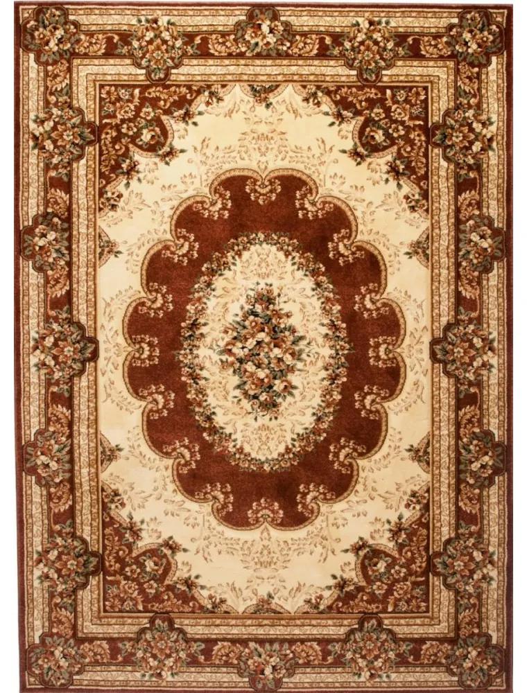 Kusový koberec klasický vzor hnedý . 140x190cm