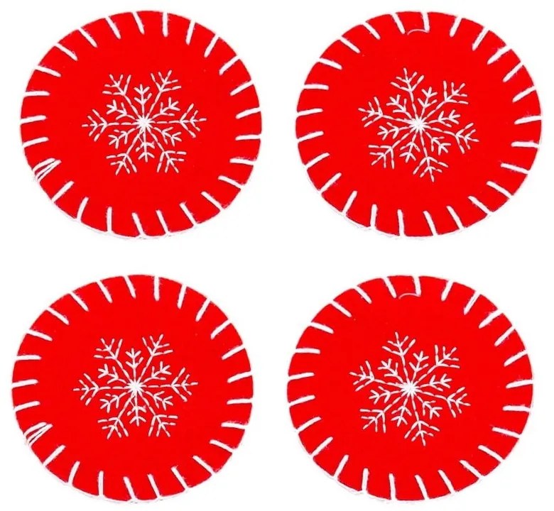Červené podnosy s vianočným motívom v súprave 4 ks – Casa Selección
