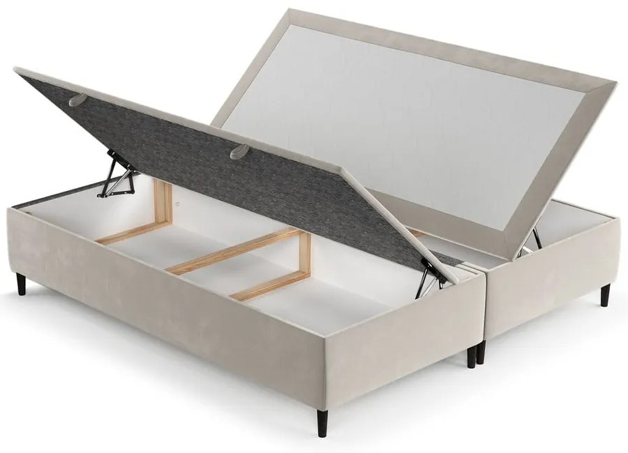 Krémovobiela čalúnená dvojlôžková posteľ s úložným priestorom 140x200 cm Tate – Maison de Rêve