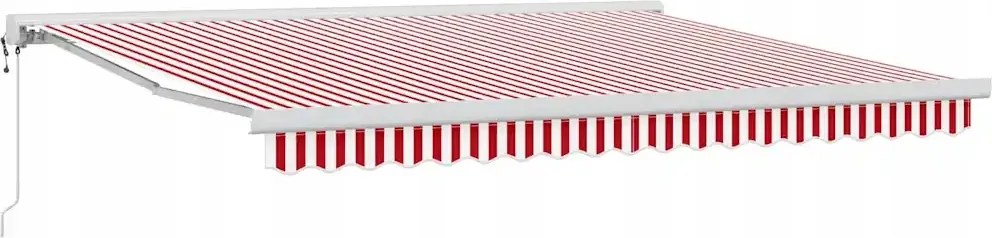 vidaXL Zvinovacia markíza Červená a Biela 400 × 300 cm Tkanina, kov