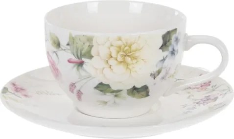 Hrnček s podšálkou Floralia 200 ml, krémový%