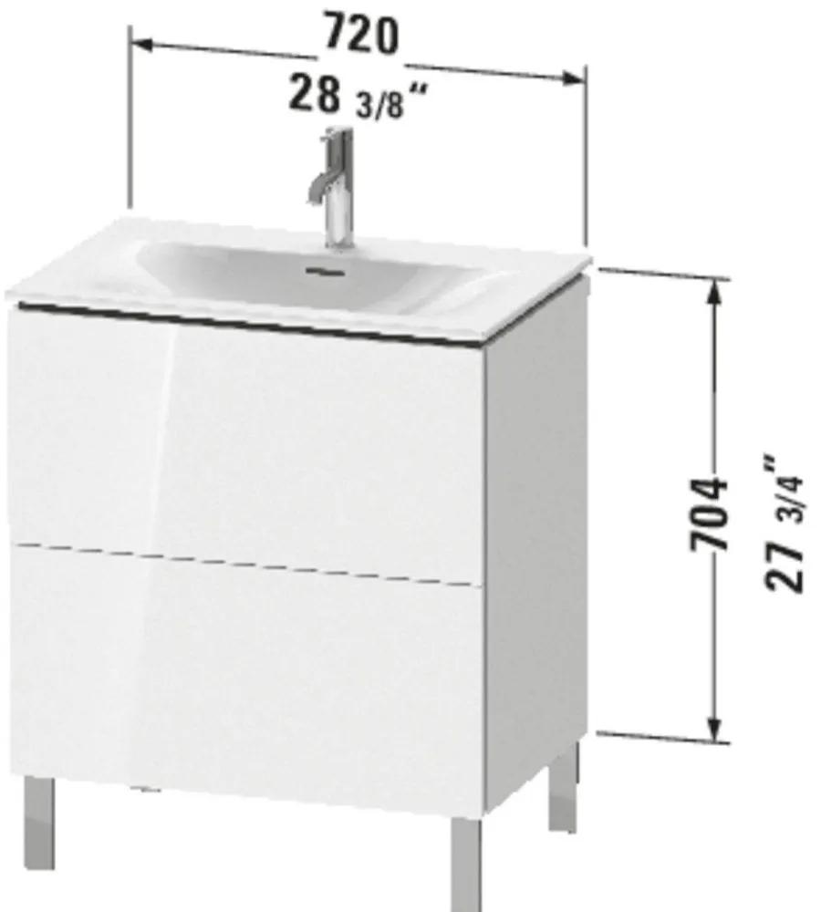 DURAVIT L-Cube stojaca skrinka pod umývadlo na nožičkách, 2 zásuvky, 720 x 481 x 856 mm, biela vysoký lesk, LC659602222