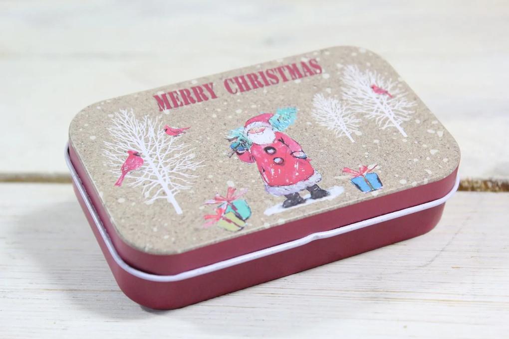 Plechová krabica "MERRY CHRISTMAS" (9,5x2,5x6 cm) 12. - vianočný