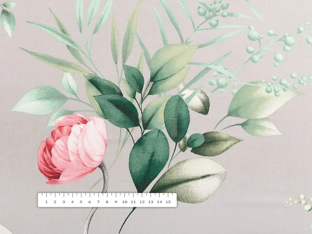 Biante Bavlnená obliečka na vankúš s lemom Sandra SA-452 Ružové kvety na sivom 60 x 60 cm
