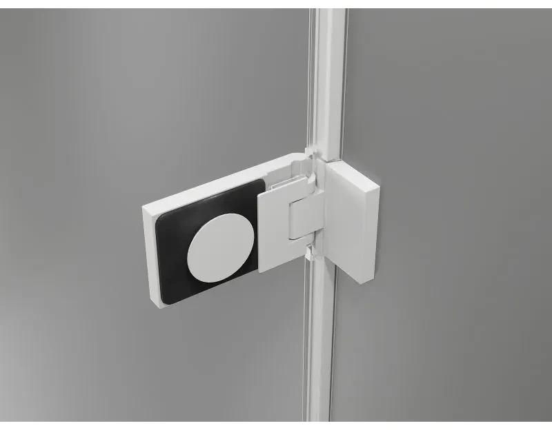 Mexen Lunar-F L, skladací sprchový kút ľavý 80 x 80 cm, 8mm číre sklo, biely profil, 836L-080-080-20-00-L