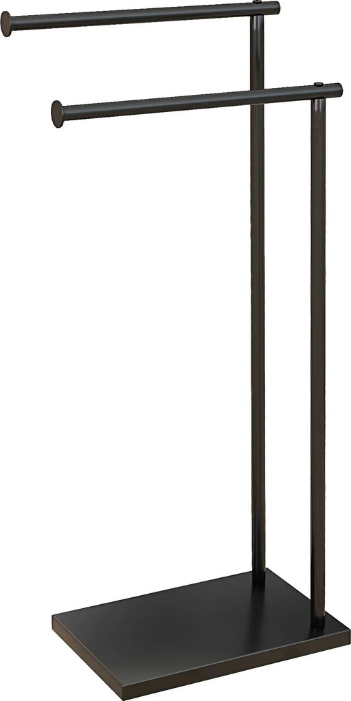 HOMCOM 2-vrstvový voľne stojaci držiak na uteráky s dvoma tyčkami a kovovým rámom, moderný tvar L 35,5x20x78 cm čierny | Aosom