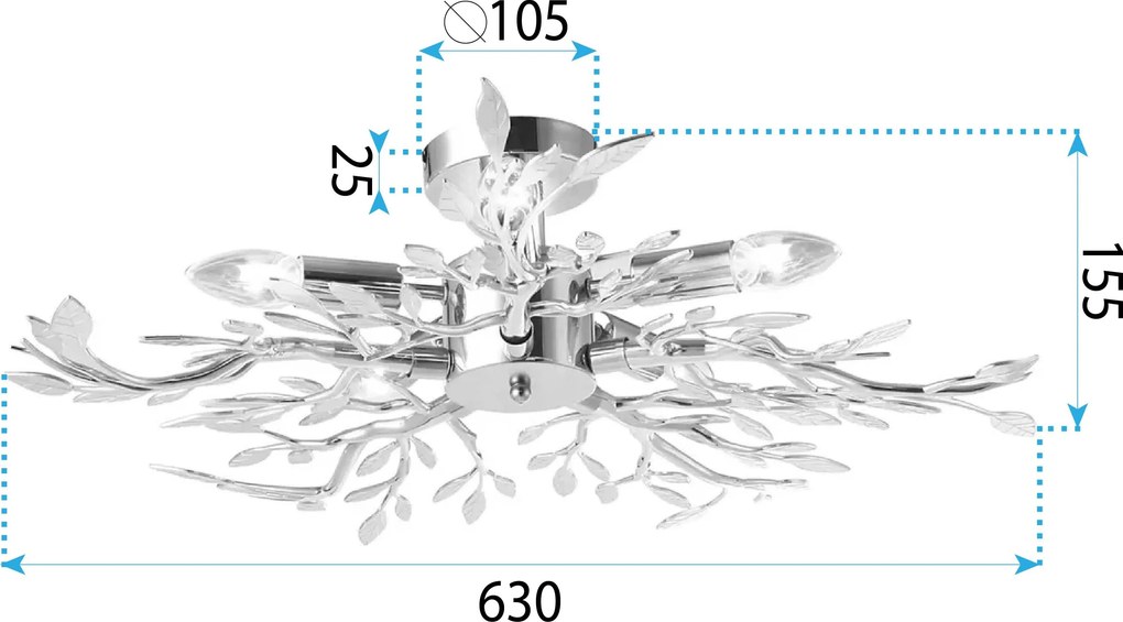 Toolight Toolight, stropné svietidlo 5xE14, EBT021-5C, chrómová, OSW-01220