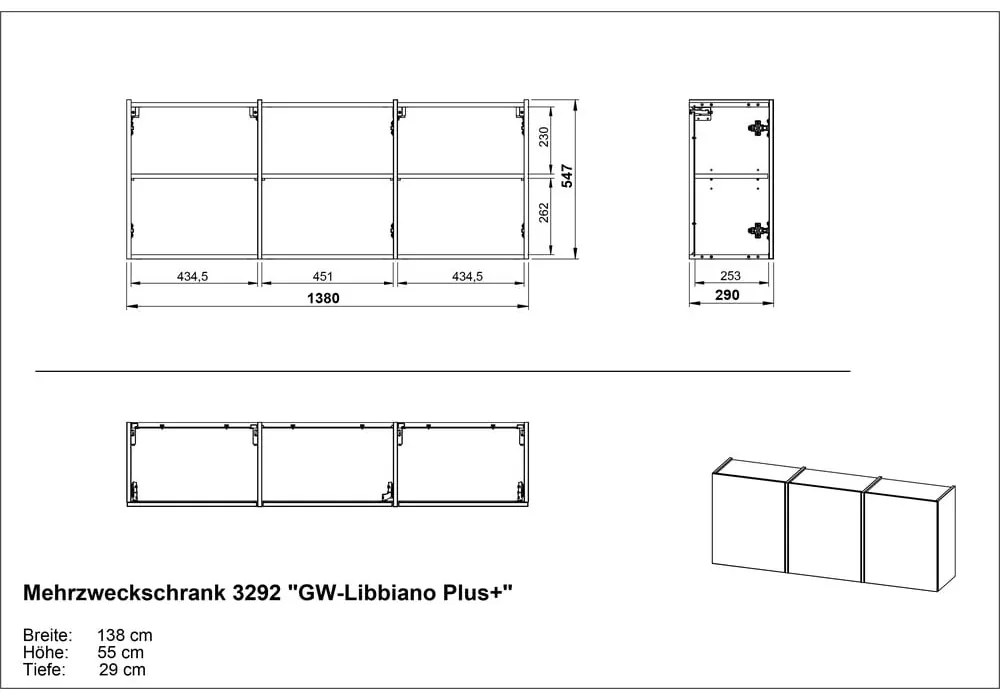 Krémová predsieňová skrinka 138x55x29 cm Libbiano – Germania