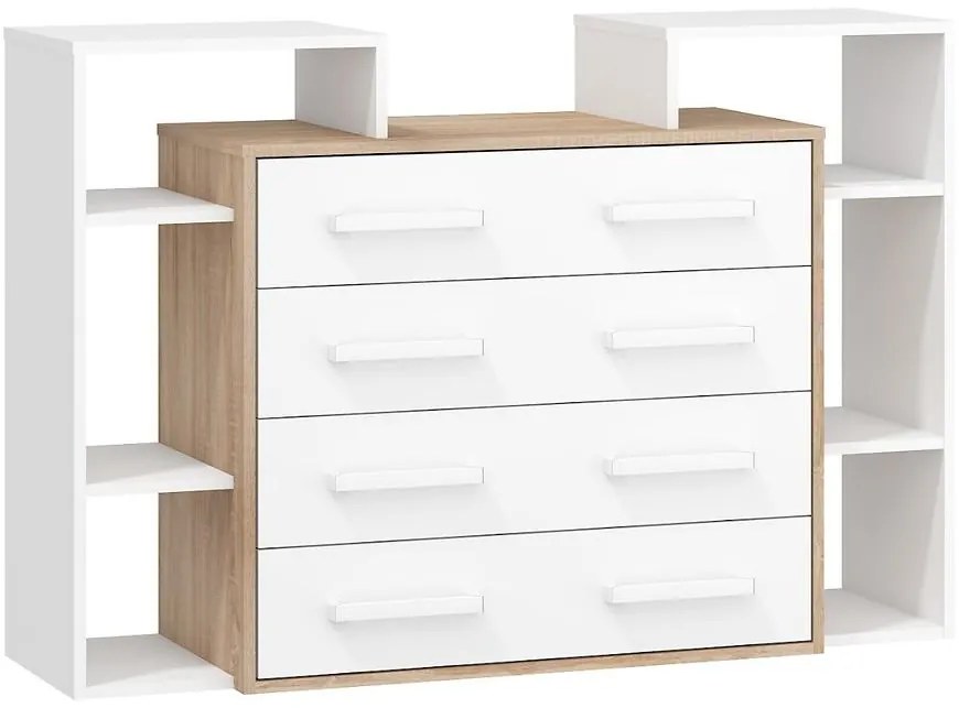 Komoda 4S Rio-07 sonoma svetlý/biely