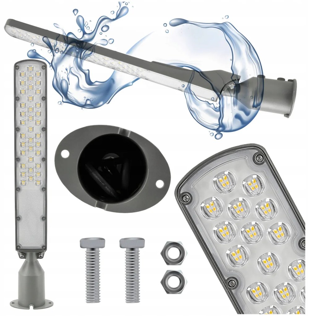 Germina LED pouličná lampa / lampáš HERMETIC 100W sivá 10000lm 5000K
