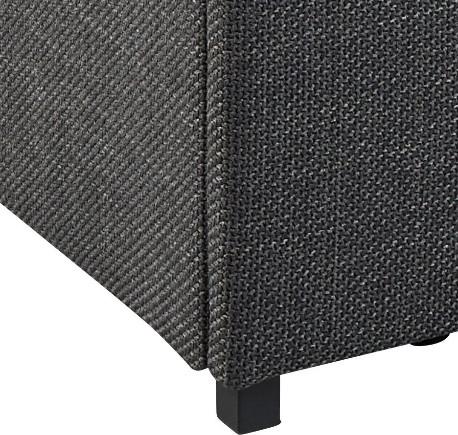 Tmavosivá čalúnená dvojlôžková posteľ s úložným priestorom s roštom 160x200 cm Calvi – Actona