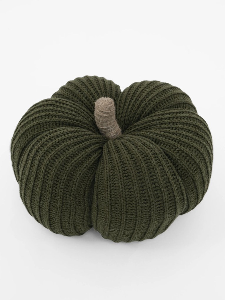 Jesenný vankúš Pletená tekvica - tmavo zelený