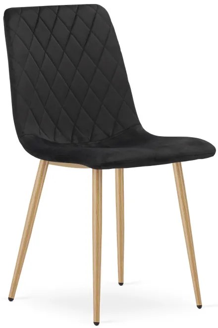 Set štyroch jedálenských stoličiek TURIN zamatové, čierne / hnedé nohy (4 ks)