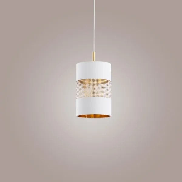 Luster na lanku BOGART 1xE27/15W/230V biela/zlatá